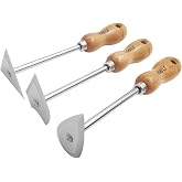 CHILI TOOLS 3PC. Stainless Steel Shave Hook Scraper Set With Wooden Handle, 8-3/4" Length, Made In Taiwan