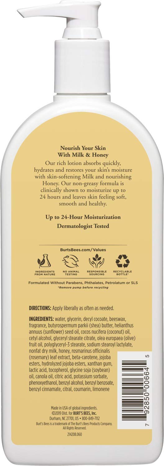 Burt's Bees Milk and Honey Body Lotion - 12 Ounce Bottle, 340.19 g (Pack of 1) - Image 4