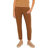 Arber Women's Stretch Cotton Ankle Pants - Slim Tapered Leg, High-Rise Casual & Work, Khaki/Blue