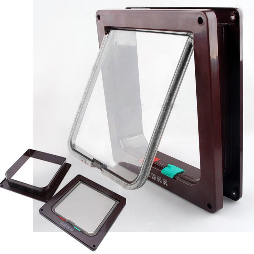 Vinmax Grande Chatière Marron 4 Voies Chat et Chien Porte de Verrouillage