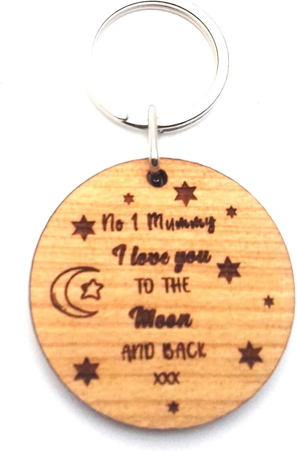 Chris Bag Of Goodies No 1 Mummy I Love You to The Moon and Back Wooden Keyring Key Ring Gift from Children Son Daughter