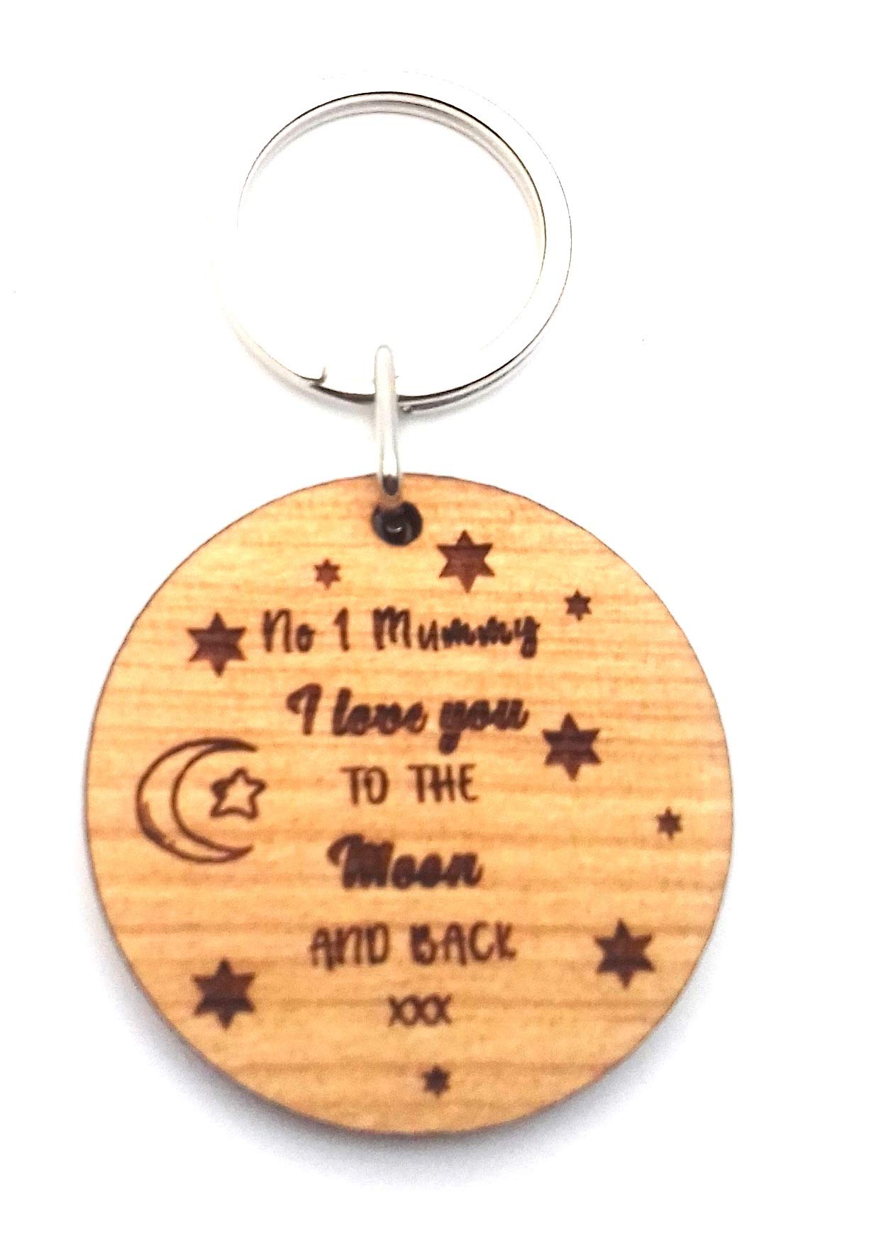 Chris Bag Of Goodies No 1 Mummy I Love You to The Moon and Back Wooden Keyring Key Ring Gift from Children Son Daughter