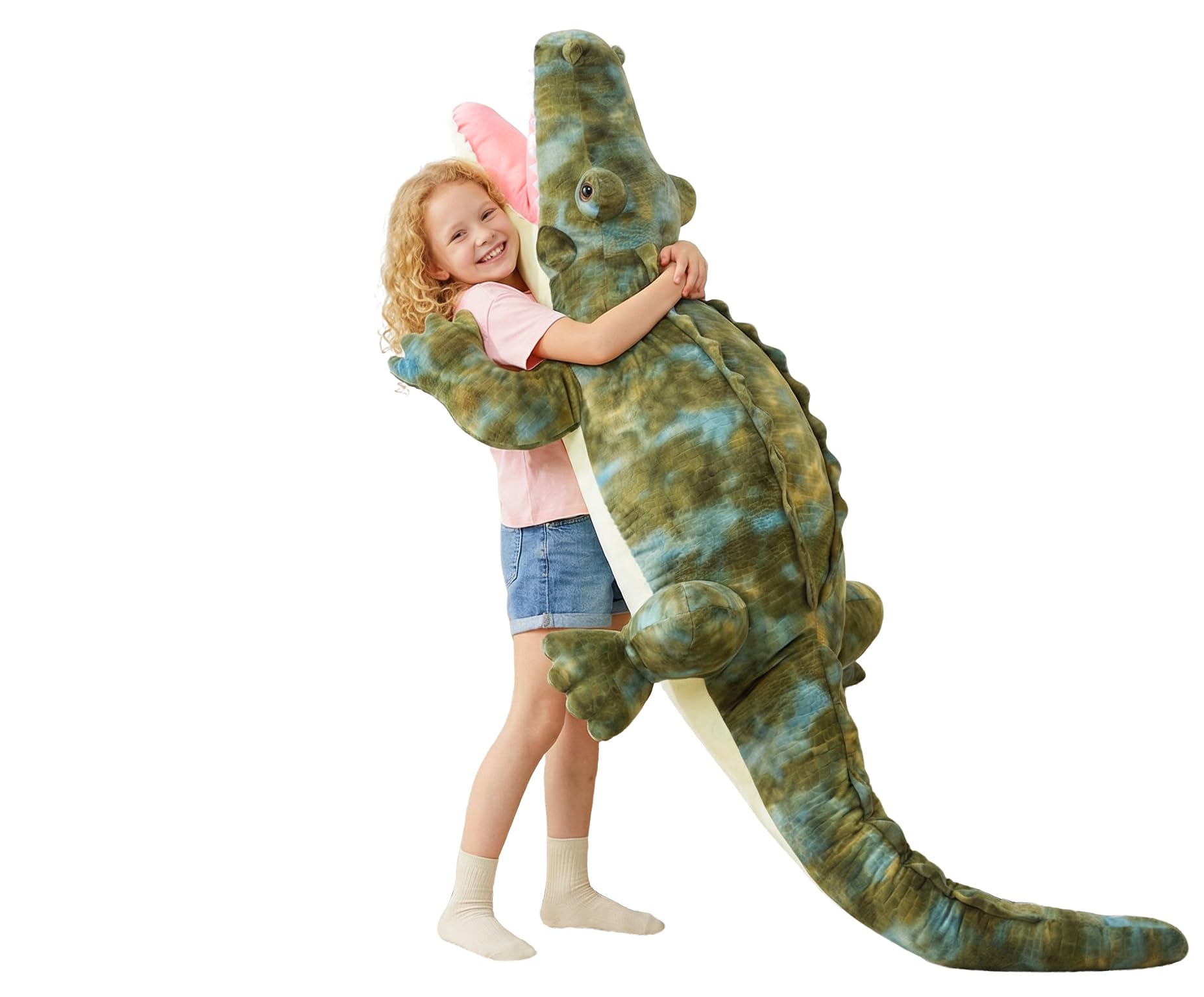 IKASA Giant Crocodile Stuffed Animal Plush Toys,Soft Toy 63" Alligator Large Cute Huge Jumbo Big Size Kawaii Fluffy Fat Plushie,Gifts for Kids