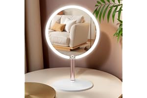 SKSFLY Makeup Mirror with Lights, 4K Ultra-Clear Reflection, Long-Press Adjustable Brightness, 3 Glow Settings, Flexible Multi-Angle Design–Perfect for Makeup and Skincare (White)