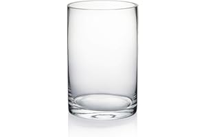 WGVI Quality Thick Weighted Clear Cylinder Glass Vases, 4" W x 6" H, Flower Arrangement Glass Candle Holders Wedding Centerpieces Terrarium Planter Floral Storage Container Pen Brush Holder, 1 Piece