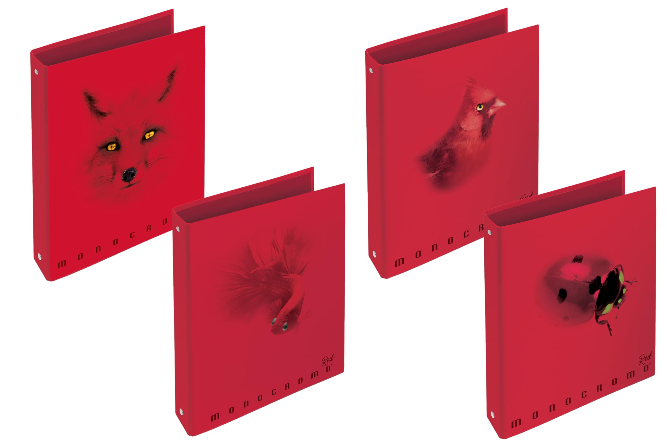 Pigna Ring folders, Monochrome Red, f.to 27 * 32 cm, pack of 5 pieces