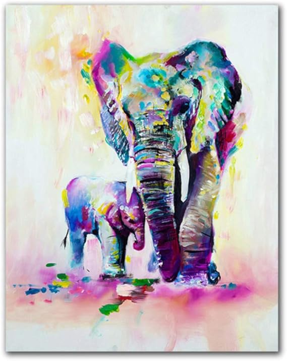 HYFBH Elefante Abstracto Lienzo Pintura Acuarela Animales Carteles de