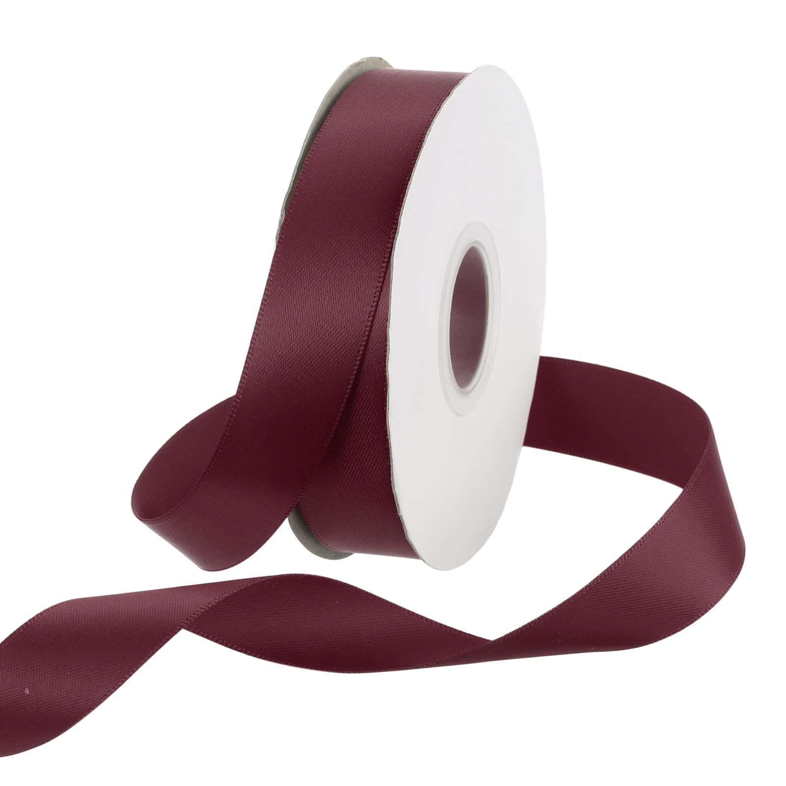 Rebower 25mm Satin Ribbon 23m Thick Double Face Grosgrain Silk Ribbon, [for Gift Wrapping, Hair Bows, Wedding, Cake, Flower] - 25 Yard/75ft/ Dark Red
