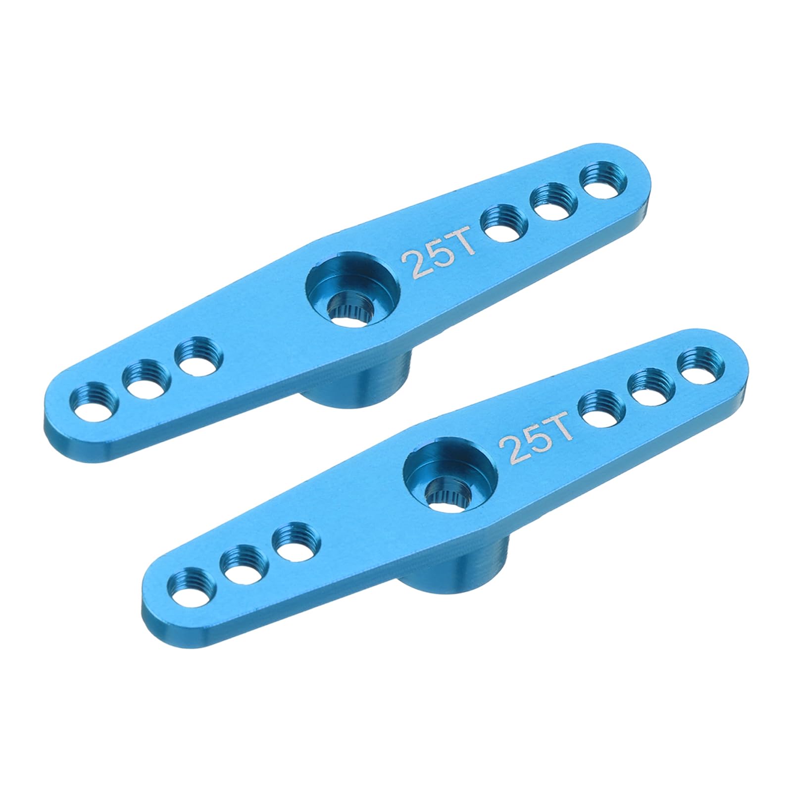 sourcing map 2 Pcs Aluminum Servo Horn 25T Servo Horn Steering Double Arms 47mm Length Pale Blue Suitable for DIY RC Car/Boat/Airplanes Boat Model Accessories