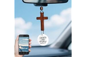 Cross for Car Mirror Hanging - Scan Phone for Daily Bible Verses, Religious Car Decor Accessory, Perfect Christian Gift for M