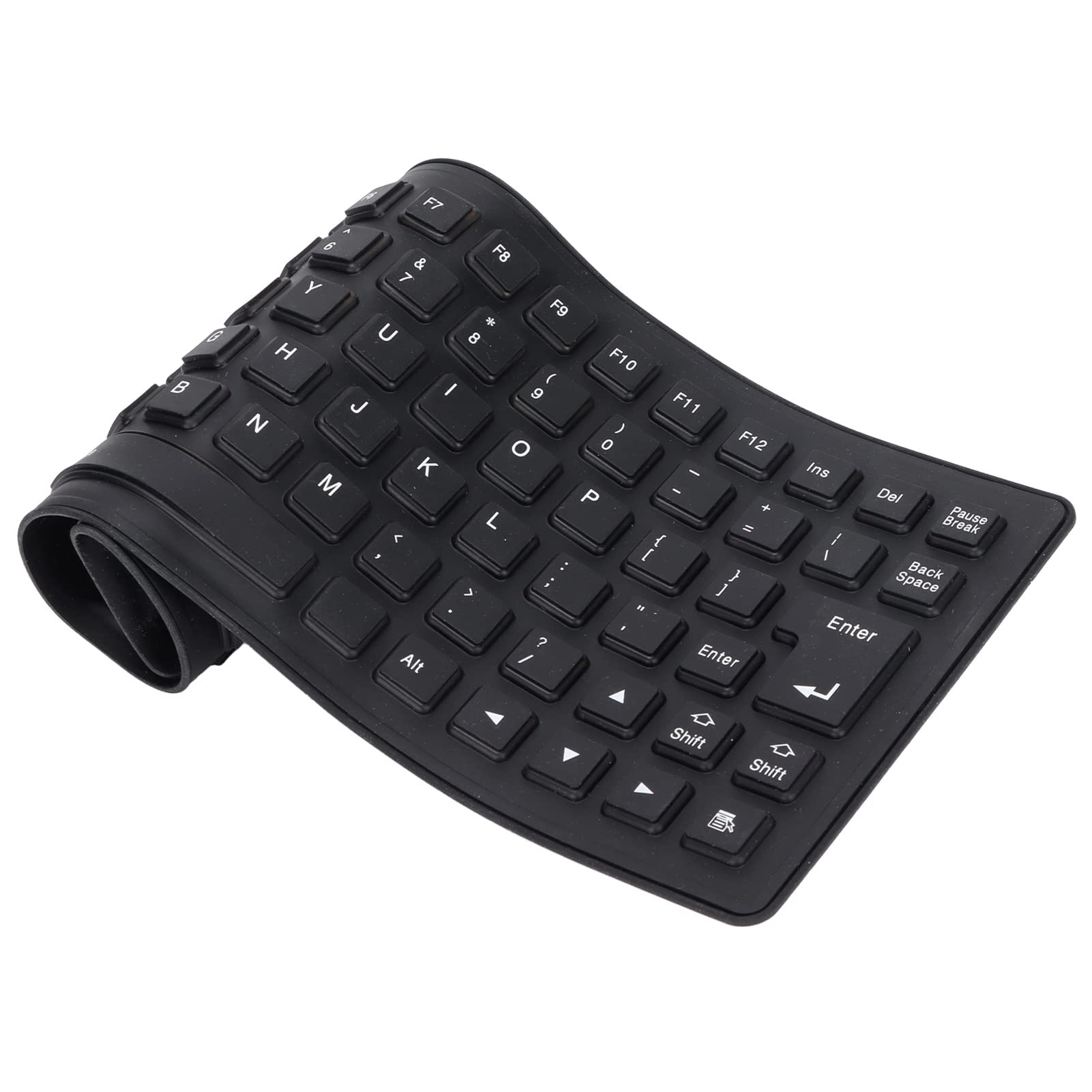 Topiky Foldable Flexible Keyboard, Slim USB Mute Gaming Keyboard, 85 Keys, Roll-up Silent Soft Keyboard, USB Wired for PC Notebook Laptop (Black)