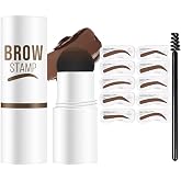 Eyebrow Stamp Kit with 10 Reusable Brow Stencils, Waterproof Long-Lasting Brow Stamp for Women, Medium Brown