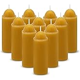 15-Hour Natural Beeswax Candles Compatible with Candle Lanterns - Smokeless Clean Long Lasting Burning for Outdoor, Camping, Emergency, Survival Emergency Preparedness- 10Pack
