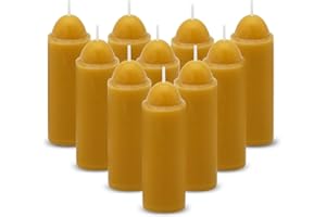 NOMFIX 15-Hour Natural Beeswax Candles Compatible with Candle Lanterns - Smokeless Clean Long Lasting Burning for Outdoor, Camping, Emergency, Survival Emergency Preparedness- 10Pack