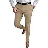 Ntrlv Men's Slim Fit Stretch Dress Pants Business Casual Skinny Tapered Chinos Trousers with Expandable Waist