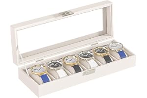 Ausalivan Watch Display Case For Men,Leather Watch Organizer Box,Watch Travel Organizer Tray,Watch Collection Storge Holder For Women (Beige Velvet, 6 Slots)