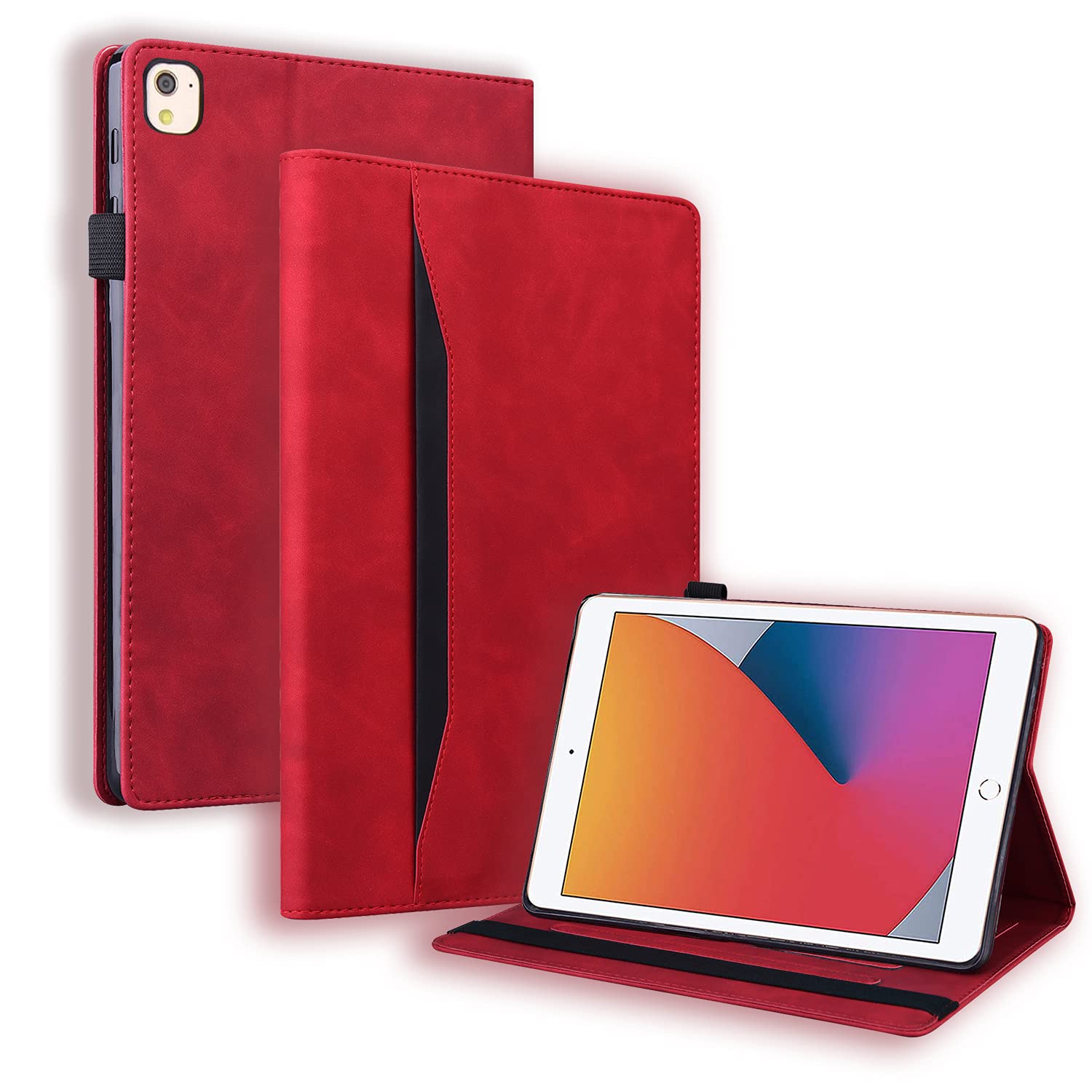 Auslbin Case for iPad 8th Gen/7th Gen(10.2 Inch 2020/2019),iPad Air 3 2019/iPad Pro 10.5 2017 Tablet,[Premium PU Leather][Auto Wake/Sleep][Pen Holder][Multi Angle Kickstand][with Card Slots] - Red