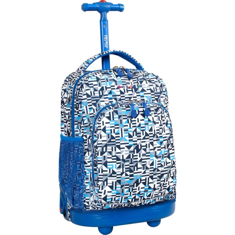J World New York Sunny Rolling Backpack Casual Daypack, 17 cm, 28.40 L, Geo Blue