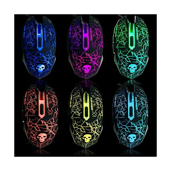 UK Layout Gaming Keyboard and Mouse Sets Rainbow Backlit Ergonomic Usb Gaming Keyboard + 2400DPI 6 Buttons Optical…