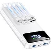 OHOVIV Portable Charger Power Bank 50000mAh Battery Pack, 22.5W Fast Charging PowerBank with Built in Cables,Travel Essential USB-C Portable Phone Charger for iPhone Samsung Pixel Android iPad-White