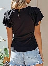 SHEWIN Plus Size Tops for Women 2025 Ruffle Short