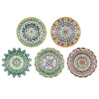 hullonguuo Mandala Pattern Keyring DIY Diamond Painting, Special Shaped Key Ring Diamond Painting Ornaments Pendants, Small Diamond Art for Kids and Adult Beginners (5pcs)