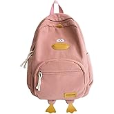MININAI Novelty Duck Backpack Funny Animal Cartoon Corduroy Backpack Kawaii Aesthetic Laptop Backpack Preppy Stuff (Pink)