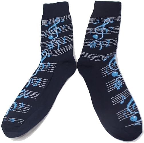 Amazon Co Jp 靴下 ト音記号と音符 ネイビーのメンズソックス ジュエリー