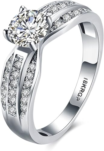 Amazon Rockyu ジュエリー メンズ レディース リング ブランド ダイヤ ラウンド 婚約指輪 レディースブランド ファッションリング 指輪 レディース リング リング 通販