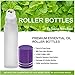 Highest Quality Frosted Glass Roll On Bottles - 1/3oz(10ml) - 6 Pack with Stainless Steel Metal Roll-On Balls - Free Recipe eBook Ideal For Essential Oils, Perfumes, Aromatherapy (Purple Lids)