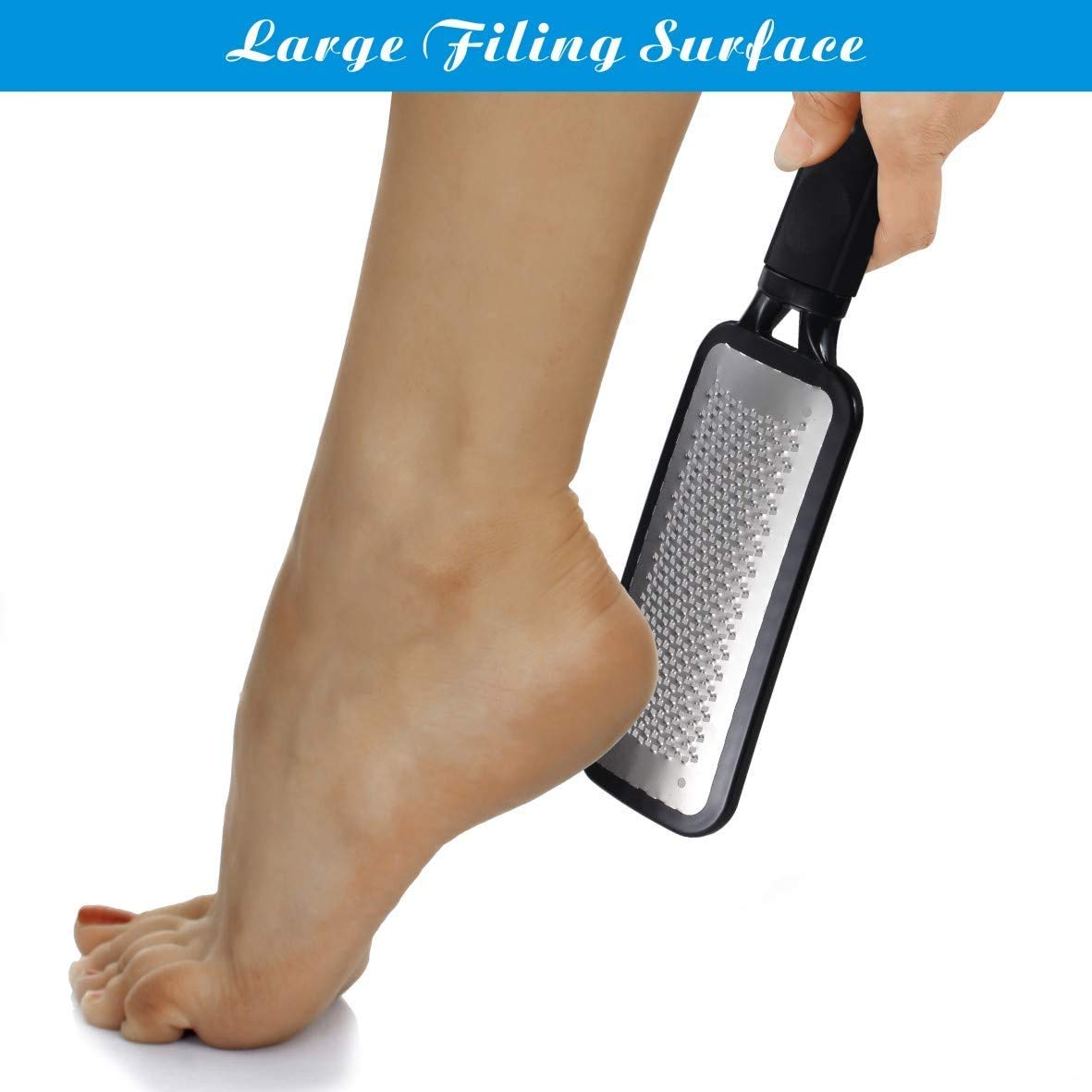 ZECLIN Pedicure Rasp Foot File, Foot Scrubber, Callus Remover, Stainless Steel Foot Files for Easy Trimming Dead Skin, Callus, Foot Corn, Cracked Heels, Can be Used on Both Wet and Dry Feet (Black) : Beauty