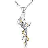 Calla Lily Necklace Sterling Silver Lily Flower Pendant Tulip Lotus Jewelry for Women Mother's Day Gift