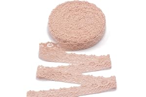SUYUN WELL 15 Yards 1.13 inch('') Wide Lace Trim Vintage Lace Ribbon Crochet Lace Scalloped Edge for Bridal Wedding Decoration Christmas Package DIY Sewing Craft Supply (Pink, 1.13inch)