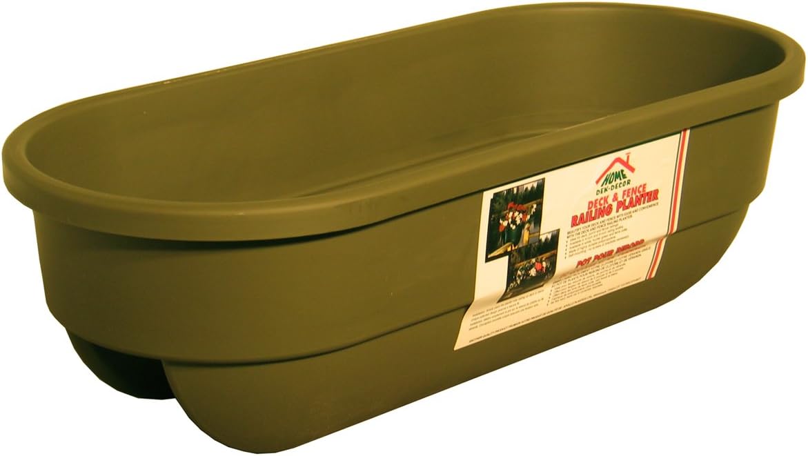 Apollo Plastics R2X4-OLIVE 2 by 4 Mount Deck & Fence Railing Planter, 12-Inch by 24-Inch Rectangular, Olive