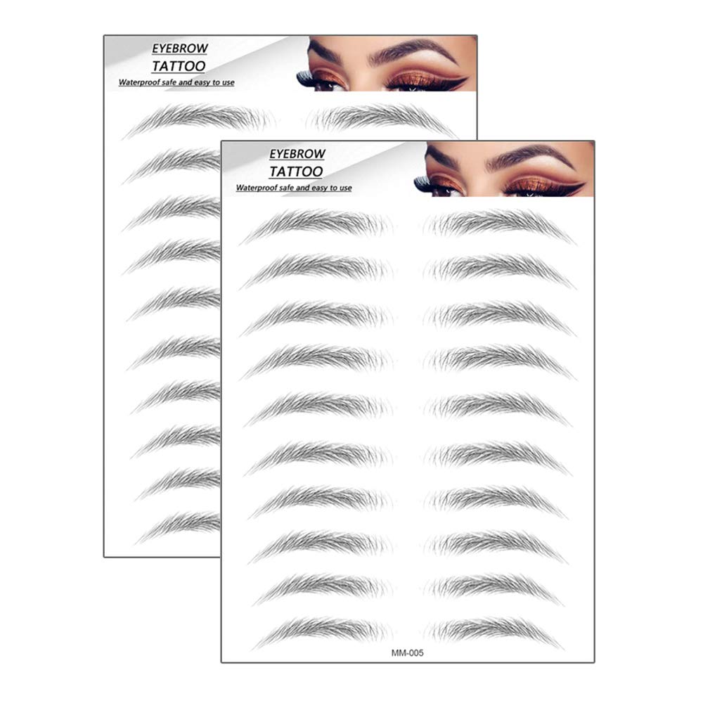 Yesallwas 4D Eyebrow Tattoo Sticker 20-Pairs False Eyebrows Long Lasting Waterproof Makeup Eyebrow Transfers Stickers for Women Lady 2 Sheets (style3 MM-05)