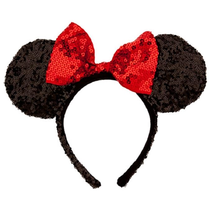 Disney Theme Parks Minnie Mouse Sequin Headband Red Black Mouse Ears Clothing