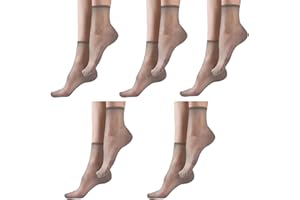 5 Pairs Women ' s Super Thin Sheer Nylon Ankle High Socks with Elastic Cuffs Breathable Invisible Short for Sheer Tights ' s