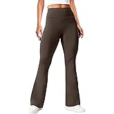 FireSwan Womens Flare Leggings High Waisted Seamless Yoga Pants with Tummy Control Bootcut Bell Bottoms Leggings Brown