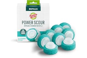 Scotch-Brite Power Scour Disposable Scrubbing Pad Refills, Disposable Toilet Bowl Cleaner Scrub Pad Tablets, 8 Scrubbing Pad Refills