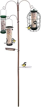 DIVCHI Bird Feeder Station with 2 Dishes, Metal Stand, Hanging Pole view 2