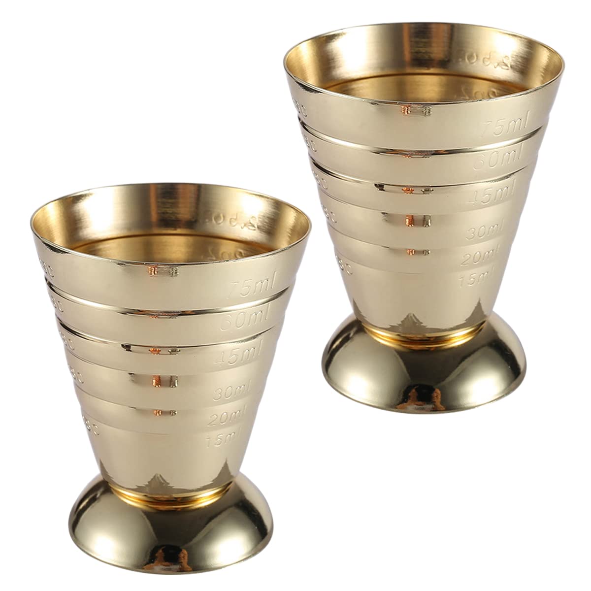 Verve Jelly Stainless Steel Measuring Shot Cup Jigger Bar Craft Dual Spirit Measure Cup Peg Measuring Cup for Bar Party Wine Cocktail Drink Shaker, Gold, 2 Pcs