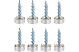 VictorsHome Mirror Screws Decorative Cover Cap Nails for Sign Advertising Fasteners, Polished Brass Silver, 12mm 8pcs