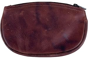 EA Carey Leather Full Size Tobacco Pouch with Zipper Holds 2 oz Pipe Tobacco