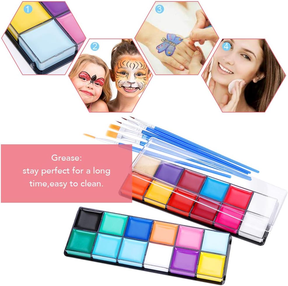 Lictin Face Body Painting Kit, 26 Colors Body Paint for Adults,10 Professional Brushes - Image 4
