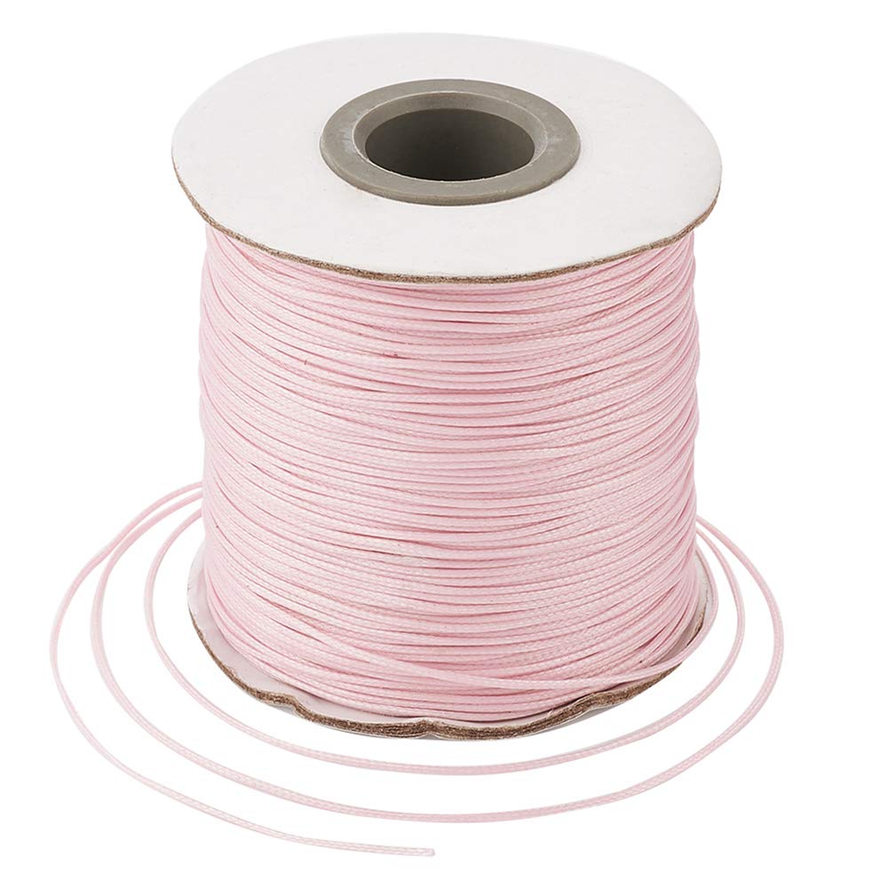 Cheriswelry 185yards 0.5mm Polyester Cord Thread Beading String Rope with Spool for Jewellery Making Macrame, PearlPink
