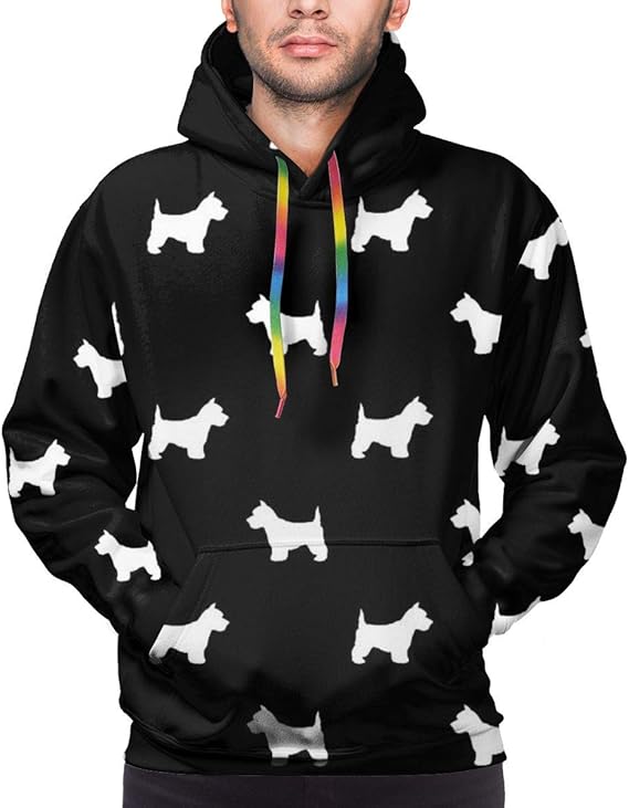 Amazon Co Jp ウェスティウエストハイランドテリア犬シルエットブラック メンズ パーカー 3dプリント プルオーバー スウェットシャツ 長袖 フード付 大人 若者 カジュアル スポーツ 服装 春 秋 冬 服 ファッション小物