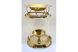 4OUR FAITH Akhand Diya with Chimney Glass – Decorative Brass Oil Lamp for Diwali Pooja, Whole Night Diya for Deepawali Celebrations, Perfect for Mandir and Home Use, Great Gift for Festivals.