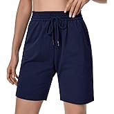 Auriviz Womens Sweat Shorts Loose Comfy Long Drawstring Lounge Bermuda Shorts with 3 Pockets