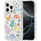 MOSNOVO Case for iPhone 16 Pro, [Buffertech 6.6ft Military-Grade Drop Protection] [Anti Peel Off Tech] Clear TPU Bumper Phone Case Cover Design - Dinosaur Land