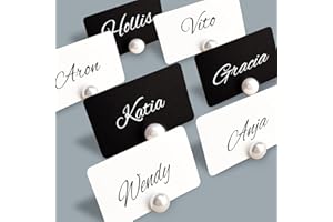 BHWRA 40 Pack Decorative Pearl Place Card Holders Bulk Name Card Stands Set Photo Holders for Wedding, Table Setting, Buffet Food Labels Business Card, Name Tag (40pcs)